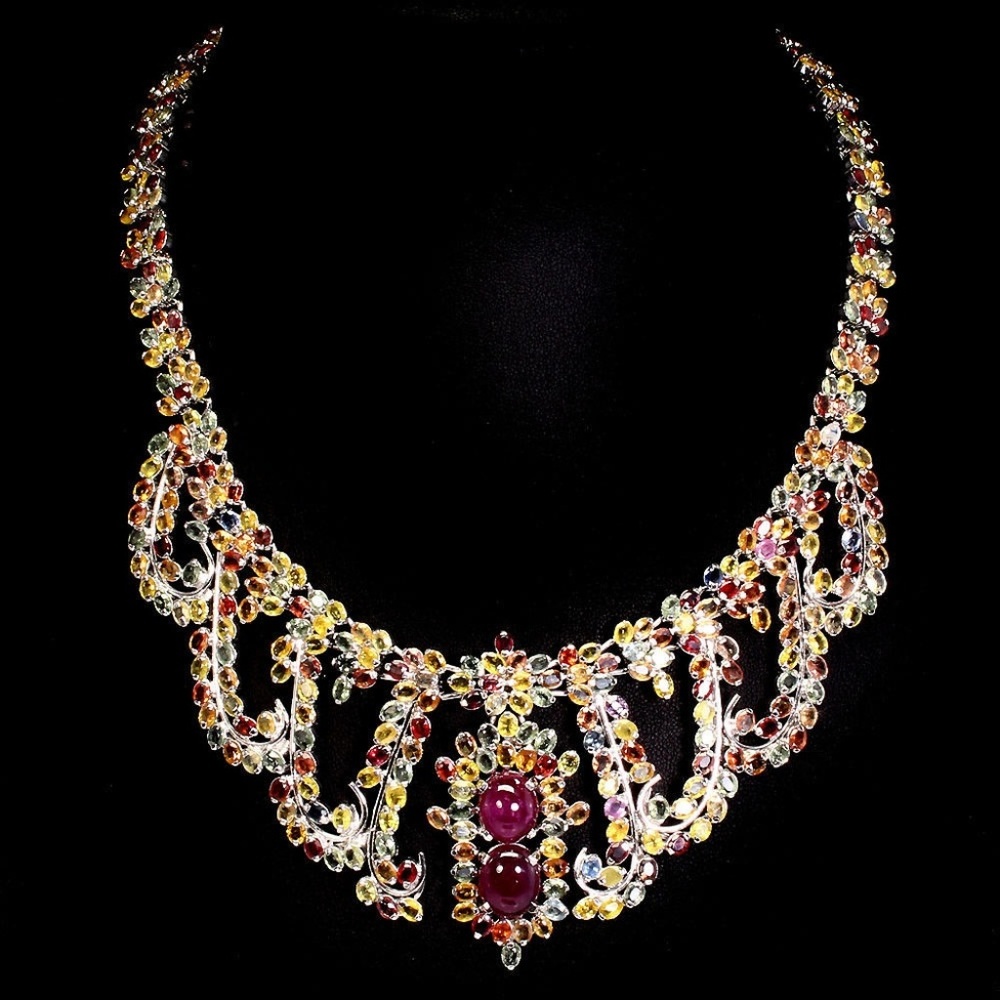 (MUST SELL) 100 Carat Ruby & Sapphire Necklace